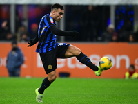 Lautaro Martinez of Inter Milan is in action during the Coppa Italia Frecciarossa match between Inter Milan and Udinese Calcio at Giuseppe M...