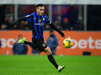 Lautaro Martinez of Inter Milan is in action during the Coppa Italia Frecciarossa match between Inter Milan and Udinese Calcio at Giuseppe M...