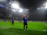 Marko Arnautovic of Inter Milan celebrates after scoring his team's first goal during the Coppa Italia Frecciarossa match between Inter Mila...