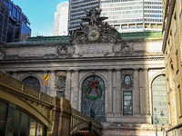 A Christmas wreath hangs outside of Grand Central Terminal on 42nd Street in New York, N.Y., on December 18, 2024. (