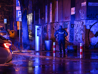 KRAKOW, POLAND - DECEMBER 19:   
Police officer seen standing at Boguslawskiego Street in Krakow’s city center during a security alert at th...