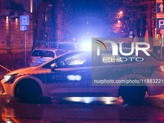 KRAKOW, POLAND - DECEMBER 19:   
Police vehicle blocks Boguslawskiego Street in Krakow’s city center during a security alert at the location...