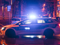 KRAKOW, POLAND - DECEMBER 19:   
Police vehicle blocks Boguslawskiego Street in Krakow’s city center during a security alert at the location...