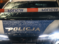 KRAKOW, POLAND - DECEMBER 19:   
Police tape and a police vehicle block Boguslawskiego Street in Krakow’s city center during a security aler...