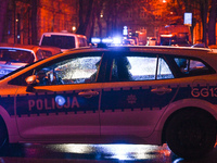 KRAKOW, POLAND - DECEMBER 19:   
Police vehicle blocks Boguslawskiego Street in Krakow’s city center during a security alert at the location...