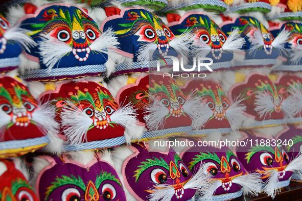 The photo shows tiger-head shoes in Lizhuang village, Zhangxibao town, Yongnian district, Handan city, North China's Hebei province, on Dece...