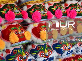 The photo shows tiger-head shoes in Lizhuang village, Zhangxibao town, Yongnian district, Handan city, North China's Hebei province, on Dece...