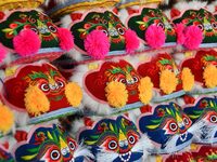 The photo shows tiger-head shoes in Lizhuang village, Zhangxibao town, Yongnian district, Handan city, North China's Hebei province, on Dece...