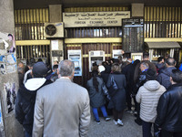 Crowds gather in front of all banks in Syria after a 9-day closure since the fall of the regime on December 19, 2024. (