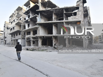 Pictures show the extent of the massive destruction in the Yarmouk camp in Damascus, Syria, on December 19, 2024, caused by the Syrian regim...