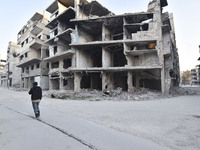 Pictures show the extent of the massive destruction in the Yarmouk camp in Damascus, Syria, on December 19, 2024, caused by the Syrian regim...