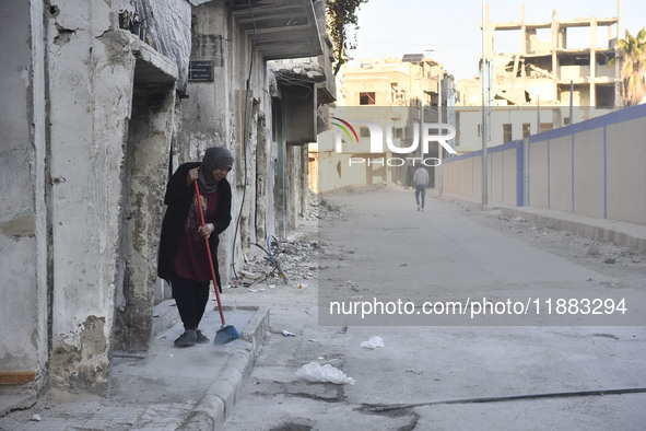 Pictures show the extent of the massive destruction in the Yarmouk camp in Damascus, Syria, on December 19, 2024, caused by the Syrian regim...