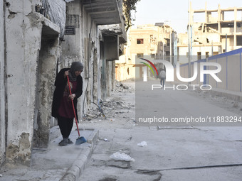 Pictures show the extent of the massive destruction in the Yarmouk camp in Damascus, Syria, on December 19, 2024, caused by the Syrian regim...