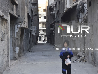 Pictures show the extent of the massive destruction in the Yarmouk camp in Damascus, Syria, on December 19, 2024, caused by the Syrian regim...