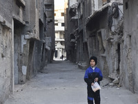 Pictures show the extent of the massive destruction in the Yarmouk camp in Damascus, Syria, on December 19, 2024, caused by the Syrian regim...