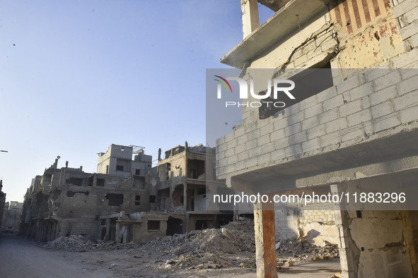 Pictures show the extent of the massive destruction in the Yarmouk camp in Damascus, Syria, on December 19, 2024, caused by the Syrian regim...