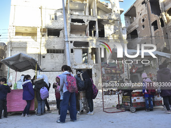 Pictures show the extent of the massive destruction in the Yarmouk camp in Damascus, Syria, on December 19, 2024, caused by the Syrian regim...