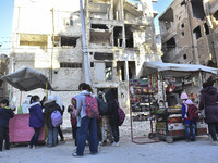 Pictures show the extent of the massive destruction in the Yarmouk camp in Damascus, Syria, on December 19, 2024, caused by the Syrian regim...