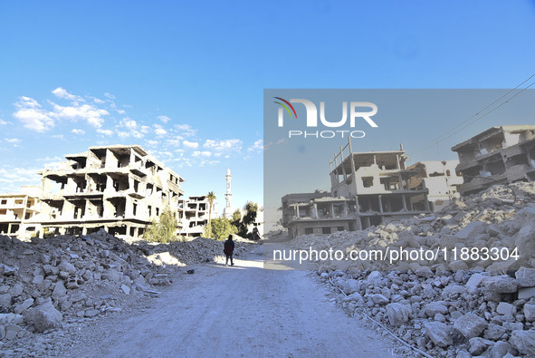 Pictures show the extent of the massive destruction in the Yarmouk camp in Damascus, Syria, on December 19, 2024, caused by the Syrian regim...