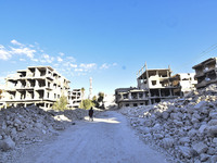 Pictures show the extent of the massive destruction in the Yarmouk camp in Damascus, Syria, on December 19, 2024, caused by the Syrian regim...