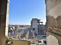 Pictures show the extent of the massive destruction in the Yarmouk camp in Damascus, Syria, on December 19, 2024, caused by the Syrian regim...