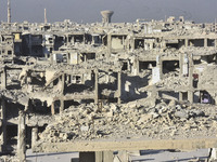 Pictures show the extent of the massive destruction in the Yarmouk camp in Damascus, Syria, on December 19, 2024, caused by the Syrian regim...