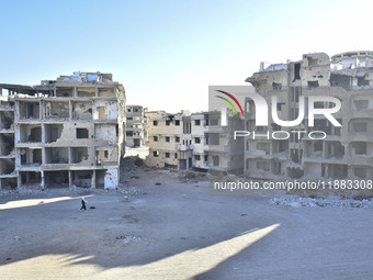 Pictures show the extent of the massive destruction in the Yarmouk camp in Damascus, Syria, on December 19, 2024, caused by the Syrian regim...