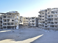 Pictures show the extent of the massive destruction in the Yarmouk camp in Damascus, Syria, on December 19, 2024, caused by the Syrian regim...