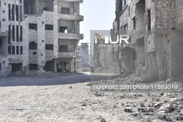 Pictures show the extent of the massive destruction in the Yarmouk camp in Damascus, Syria, on December 19, 2024, caused by the Syrian regim...