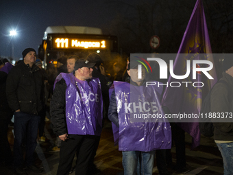 Bus drivers from Sofia's public transport protest in Sofia, Bulgaria, on December 20, 2024. The reason for the protest is the unsuccessful a...