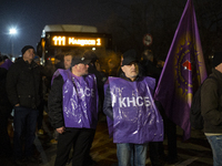 Bus drivers from Sofia's public transport protest in Sofia, Bulgaria, on December 20, 2024. The reason for the protest is the unsuccessful a...