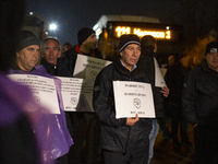 Bus drivers from Sofia's public transport protest in Sofia, Bulgaria, on December 20, 2024. The reason for the protest is the unsuccessful a...