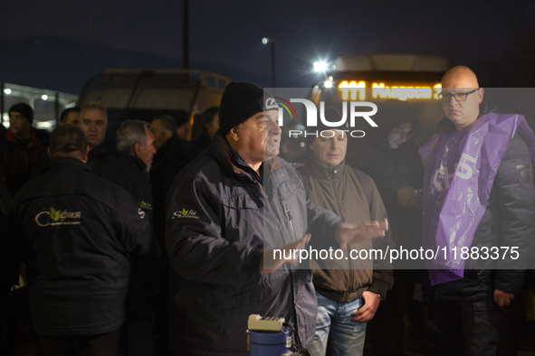 Bus drivers from Sofia's public transport protest in Sofia, Bulgaria, on December 20, 2024. The reason for the protest is the unsuccessful a...