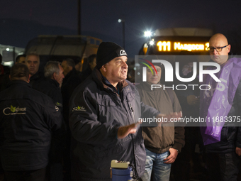 Bus drivers from Sofia's public transport protest in Sofia, Bulgaria, on December 20, 2024. The reason for the protest is the unsuccessful a...