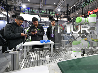 Visitors view smart devices at the World Intelligent Manufacturing Expo 2024 in Nanjing, China, on December 20, 2024. (