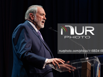 Mike Huckabee speaks to the crowd at One Israel Fund's 30th anniversary gala at the Ziegfeld Ballroom in New York, NY, on December 19, 2024....