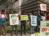 Bangladesh Gach Raksha Andolan, an organization that works on environmental issues, holds a red alert program to demand the control of air p...