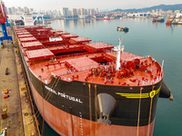 A large ship is about to be delivered at China State Shipbuilding Corporation Qingdao Beihai Shipbuilding Co LTD in Qingdao, China, on Decem...