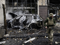 Damage to residential and office buildings in Kyiv, Ukraine, on December 20, 2024, results from Russian ballistic missile shelling of the ce...