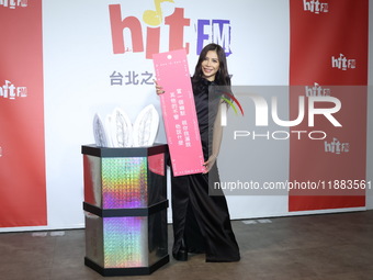 Taiwanese female singer Eve Ai attends a radio event to promote her new album in Taipei, Taiwan, on December 20, 2024. (