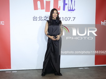 Taiwanese female singer Eve Ai attends a radio event to promote her new album in Taipei, Taiwan, on December 20, 2024. (