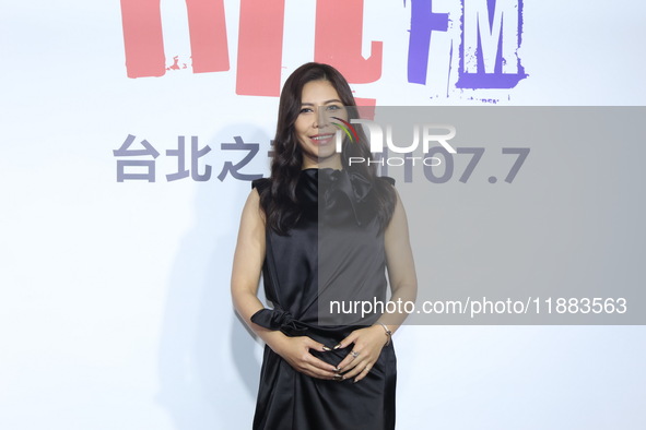 Taiwanese female singer Eve Ai attends a radio event to promote her new album in Taipei, Taiwan, on December 20, 2024. 