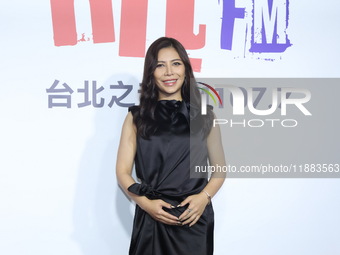 Taiwanese female singer Eve Ai attends a radio event to promote her new album in Taipei, Taiwan, on December 20, 2024. (