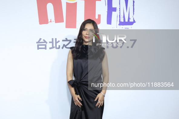 Taiwanese female singer Eve Ai attends a radio event to promote her new album in Taipei, Taiwan, on December 20, 2024. 