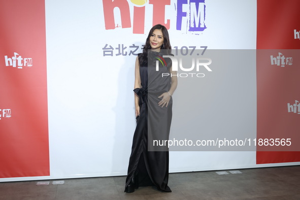 Taiwanese female singer Eve Ai attends a radio event to promote her new album in Taipei, Taiwan, on December 20, 2024. 