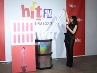 Taiwanese female singer Eve Ai attends a radio event to promote her new album in Taipei, Taiwan, on December 20, 2024. (