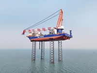 BOREAS, the self-elevating self-propelled offshore wind power installation vessel with the world's largest lifting capacity, conducts liftin...