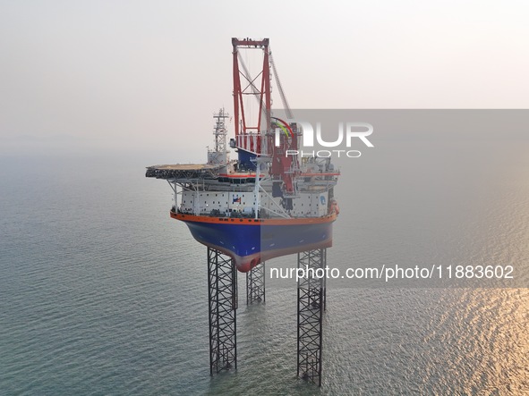 BOREAS, the self-elevating self-propelled offshore wind power installation vessel with the world's largest lifting capacity, conducts liftin...