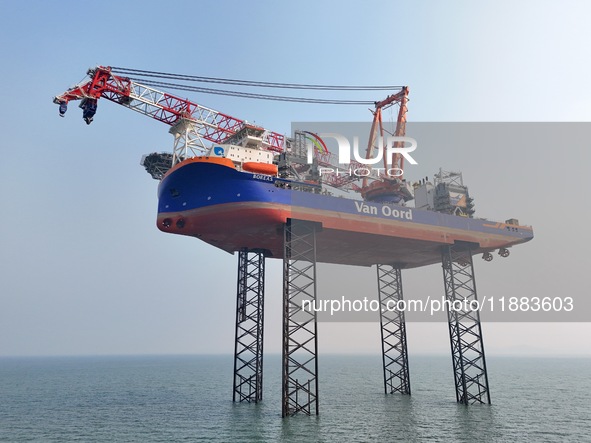 BOREAS, the self-elevating self-propelled offshore wind power installation vessel with the world's largest lifting capacity, conducts liftin...