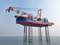 BOREAS, the self-elevating self-propelled offshore wind power installation vessel with the world's largest lifting capacity, conducts liftin...